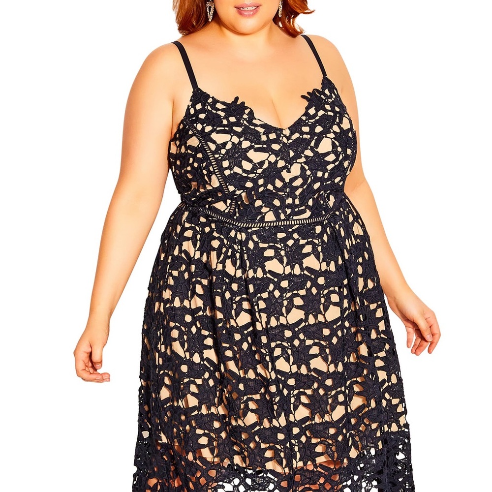 City Chic So Fancy black lace midi dress Size 22w XL used great condition